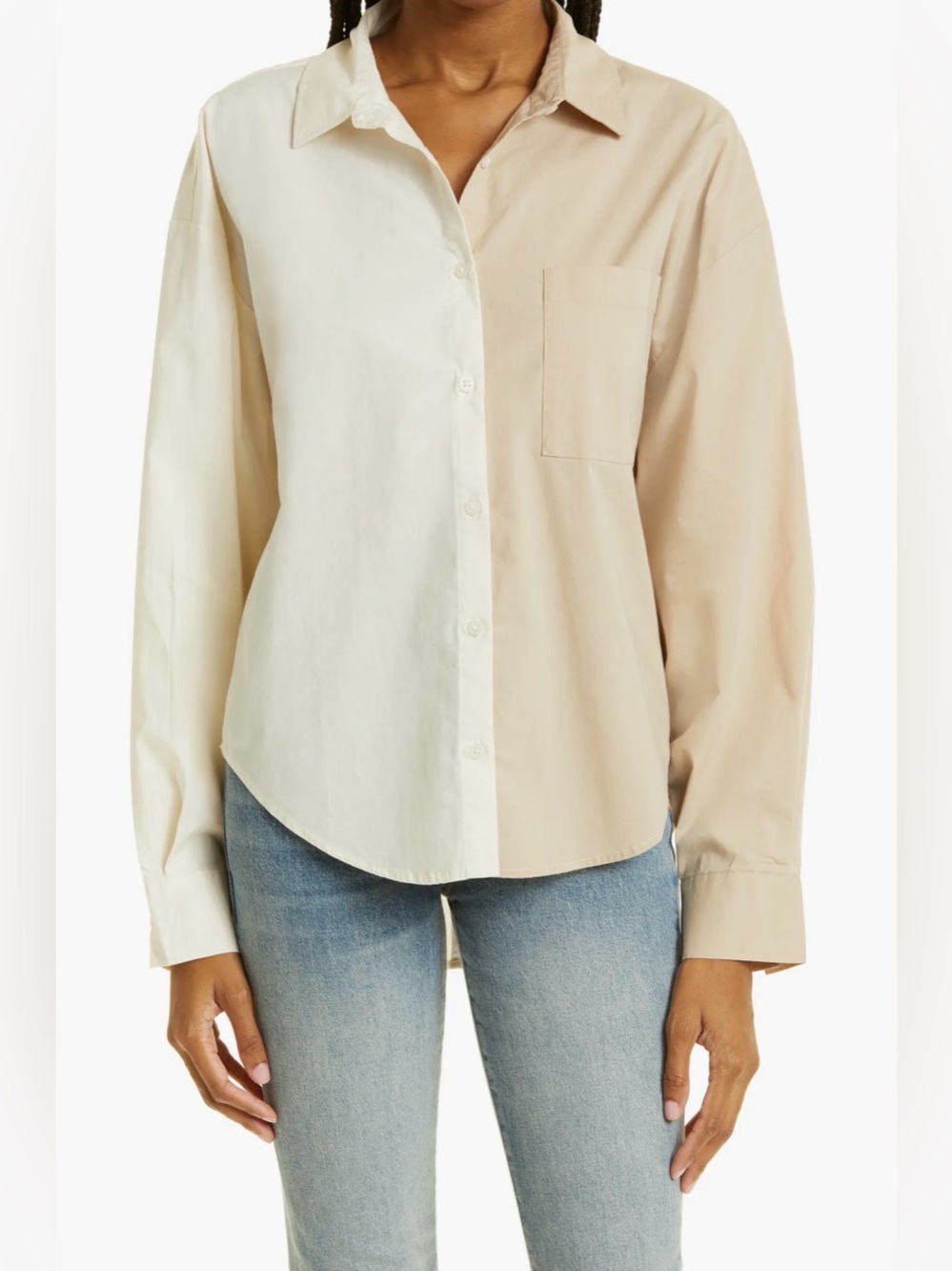 Pistola Sloane High-Low Stretch Cotton Shirt L  NWT oversized long-sleeve